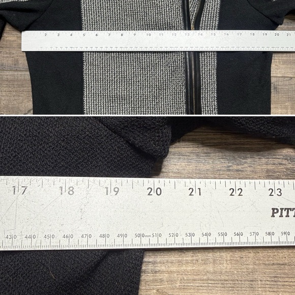 St. John Women's Santana Knit Tweed Side Zip Up Jacket Leather Trim Large - Picture 7 of 9